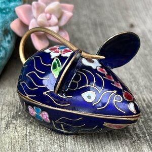 Vintage Cloisonné Mouse Trinket Box